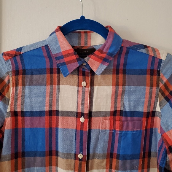 J Crew blue red Pacey plaid cotton shirt 2P boy - Picture 7 of 7